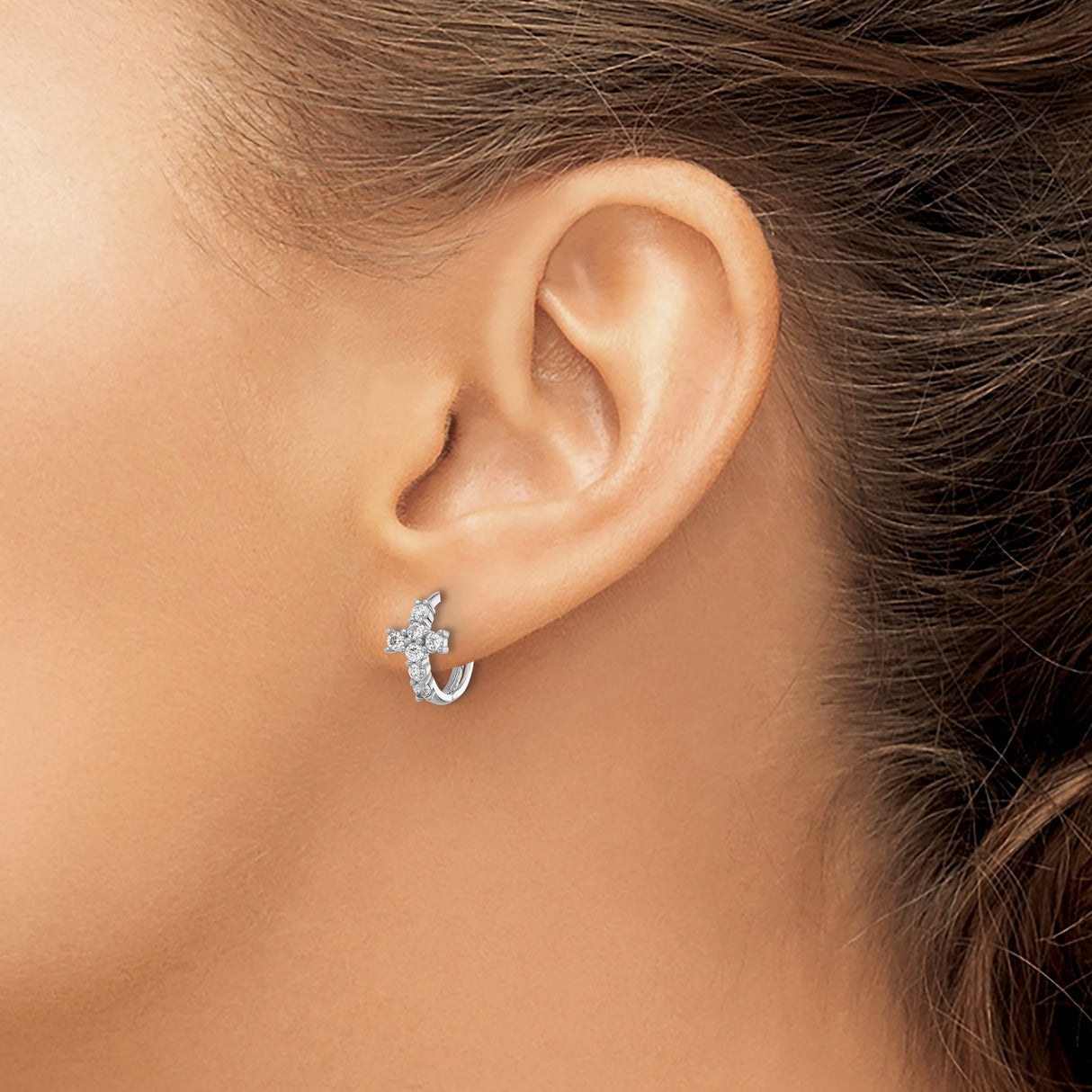 Sterling Silver Cross Pendant with Cubic Zirconia, Minimalist Gold Tone Finish, Unisex Faith Jewelry