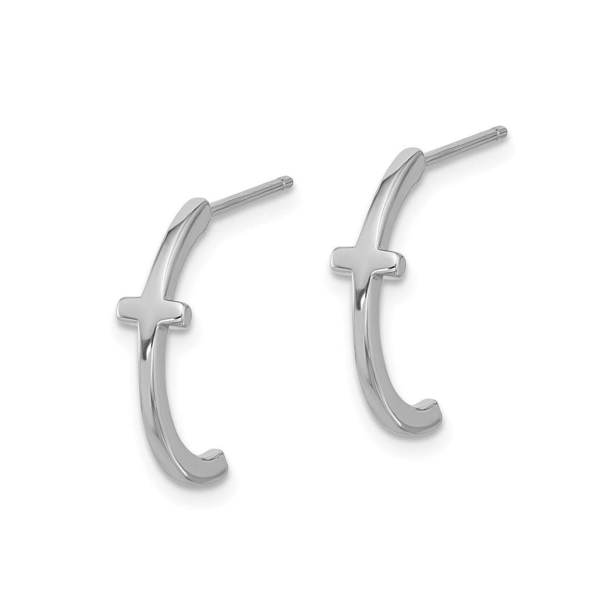 Sterling Silver Cross Hoop Earrings with Sideways Cross, Minimalist Christian Jewelry for Women