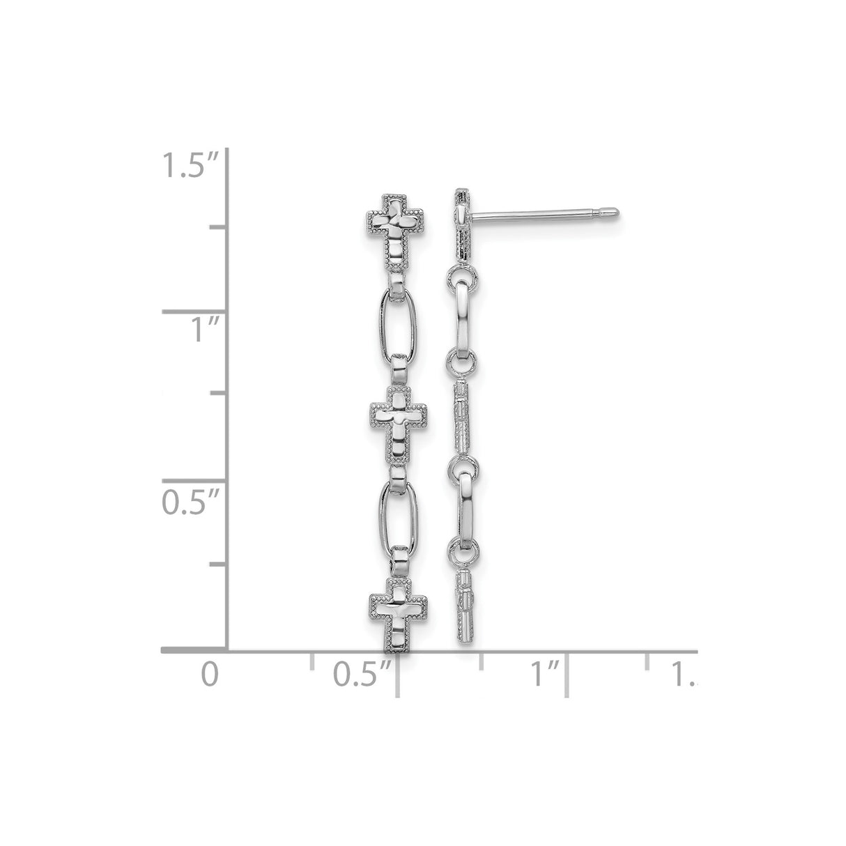 Sterling Silver Cross Pendant with Textured Polished Finish and Beaded Edges