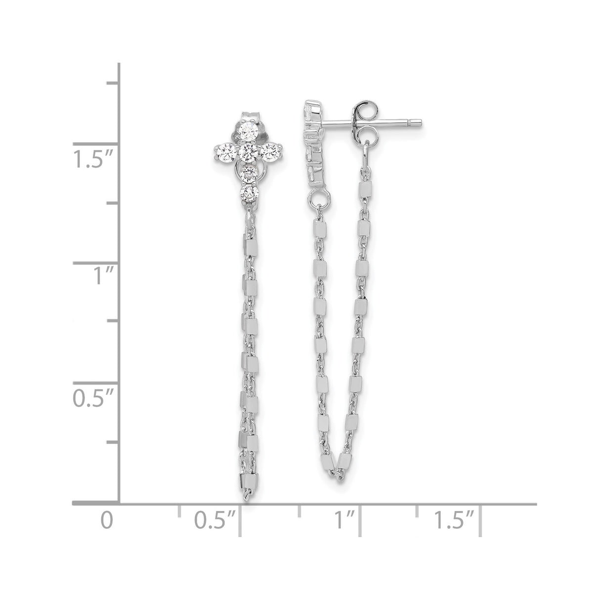 Sterling Silver Cross Pendant Necklace and Dangle Earring Set with Cubic Zirconia, Modern Faith Design