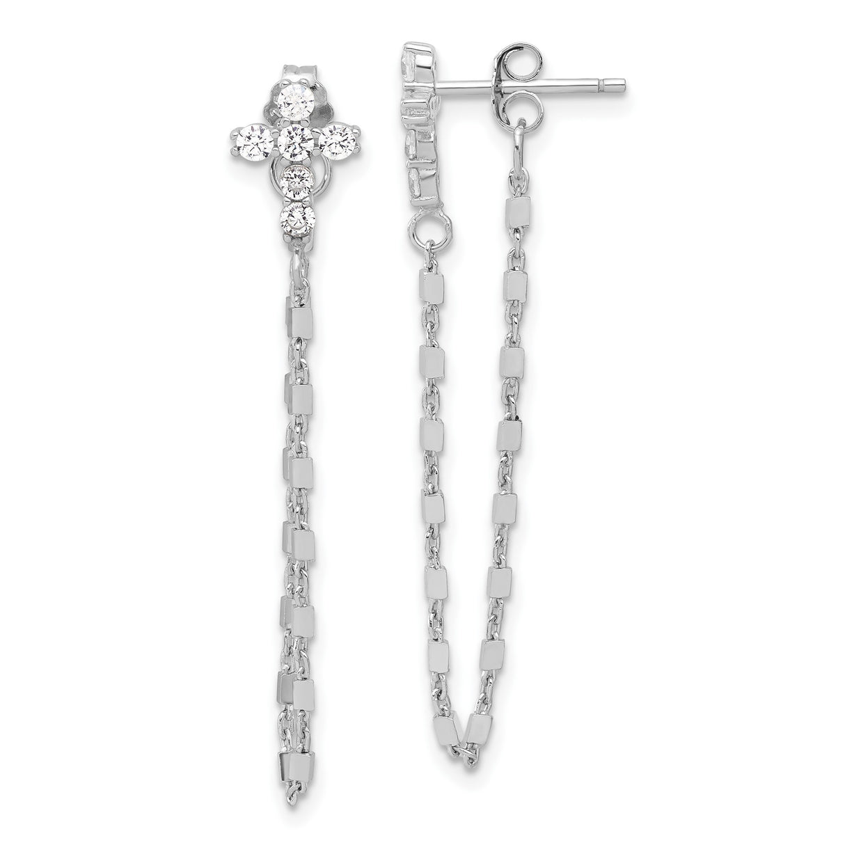 Sterling Silver Cross Pendant Necklace and Dangle Earring Set with Cubic Zirconia, Modern Faith Design