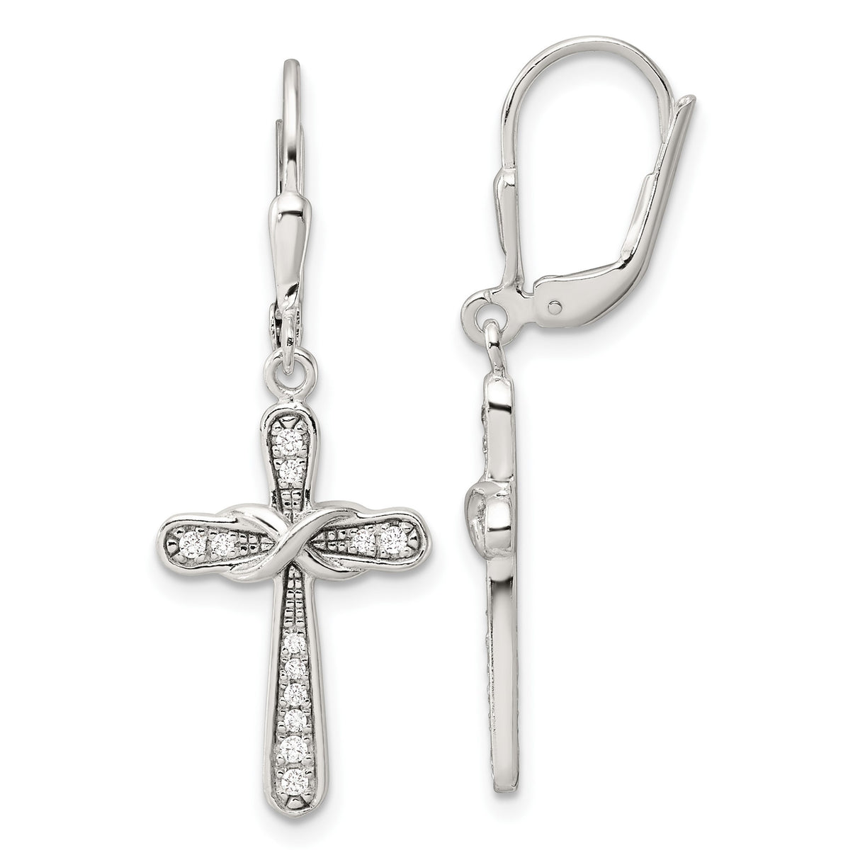 Sterling Silver Infinity Cross Pendant with Cubic Zirconia, Modern Spiritual Design