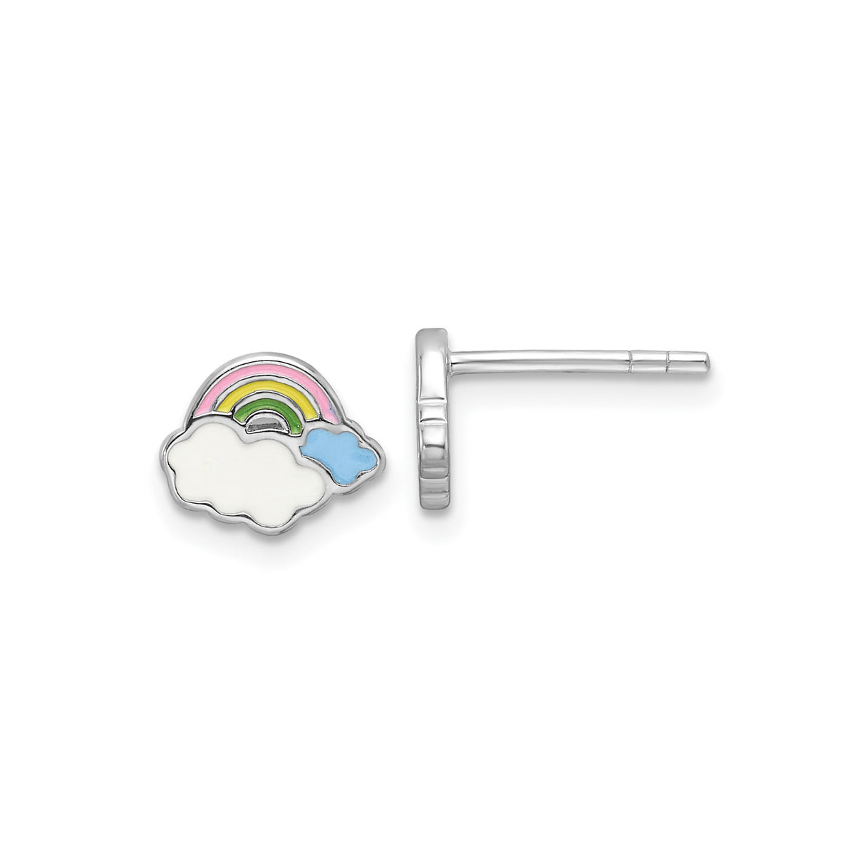 Sterling Silver Rainbow Cloud Stud Earrings with Colorful Enamel Design, Whimsical Style