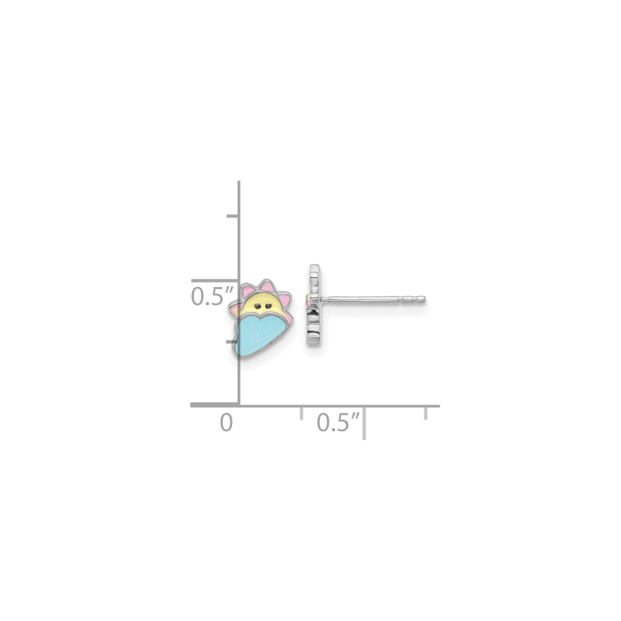 Sterling Silver Stud Earrings with Colorful Enamel Sun and Cloud Design for Girls