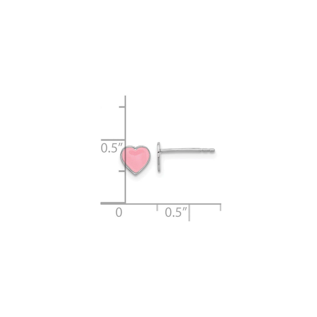 Sterling Silver Heart Shaped Stud Earrings with Pink Enamel Finish, Minimalist Style for Girls and Women