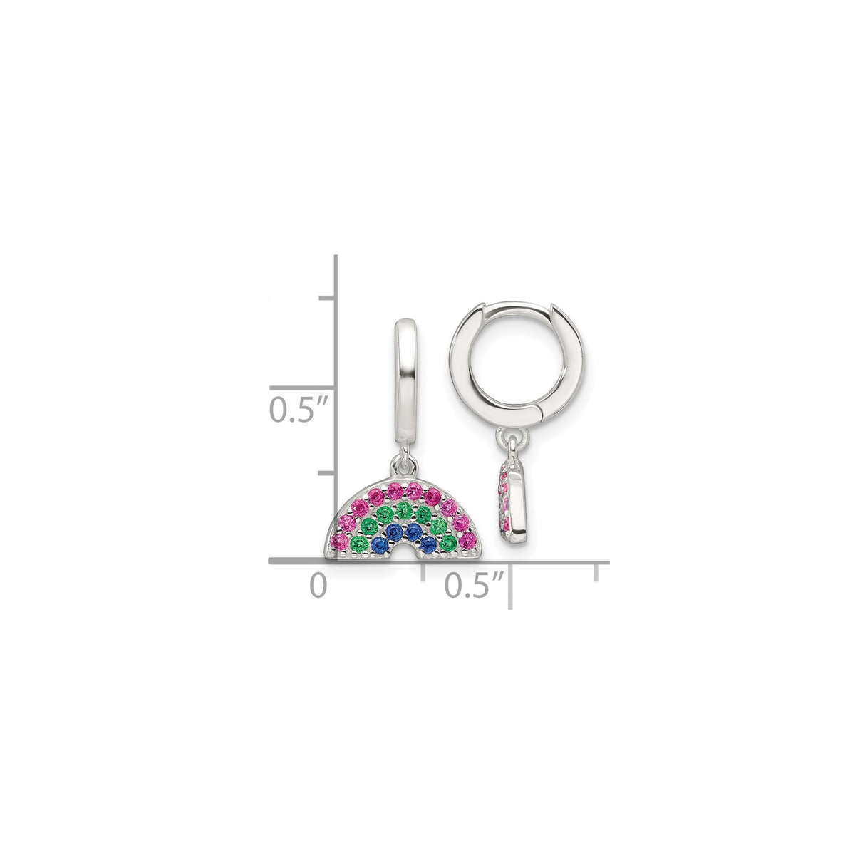 Sterling Silver Rainbow Hoop Earrings with Cubic Zirconia, Colorful Huggie Pride Jewelry for Women