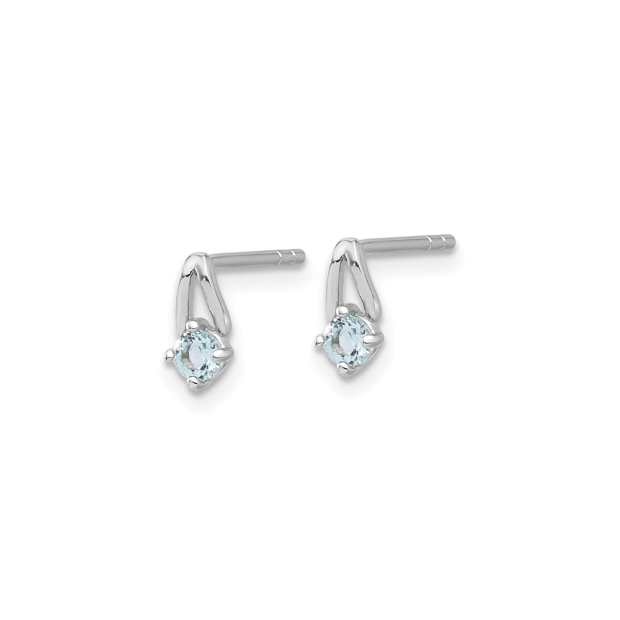 Sterling Silver Stud Earrings with Swiss Blue Topaz, V-Shaped Minimalist Design