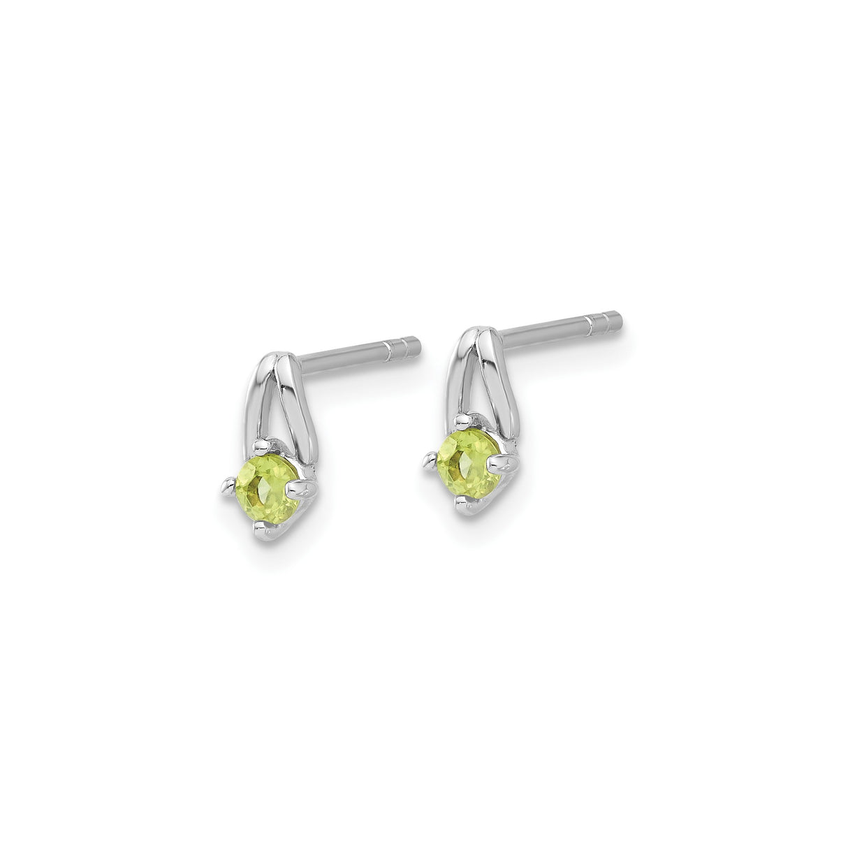 Sterling Silver Stud Earrings with Round Cut Peridot, Minimalist August Birthstone Jewelry