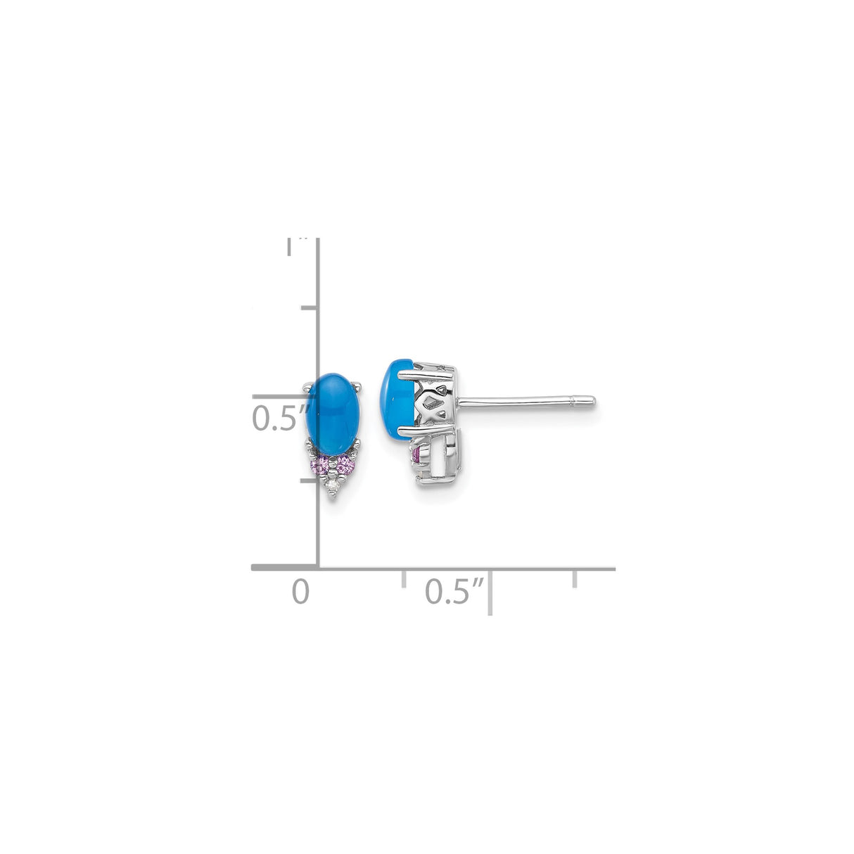 Sterling Silver Stud Earrings with Onyx and Lab Created Sapphire Accents, Classic Style for Women