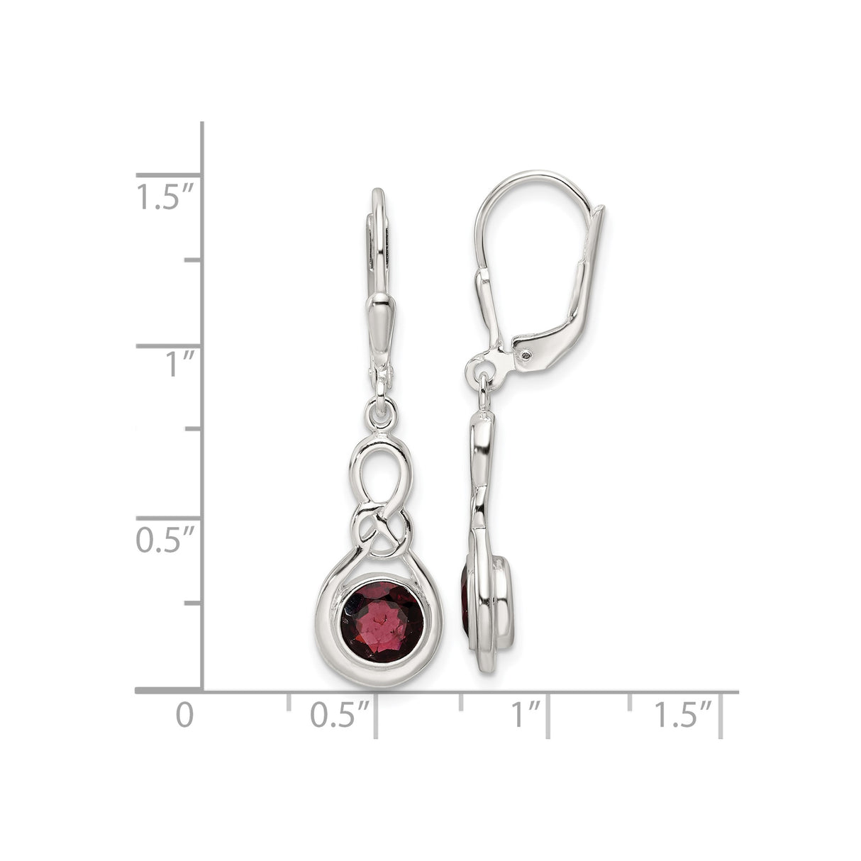 Sterling Silver Celtic Knot Dangle Earrings with Garnet and Infinity Design