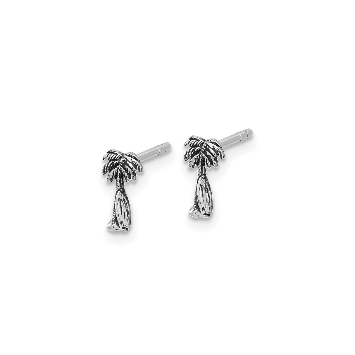 Sterling Silver Palm Tree Stud Earrings, Tropical Beach Theme Coastal Jewelry for Women