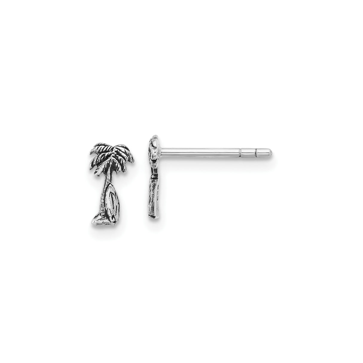 Sterling Silver Palm Tree Stud Earrings, Tropical Beach Theme Coastal Jewelry for Women