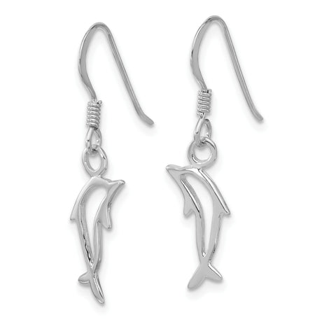 Sterling Silver Dolphin Dangle Earrings with Openwork Design, Ocean Animal Theme