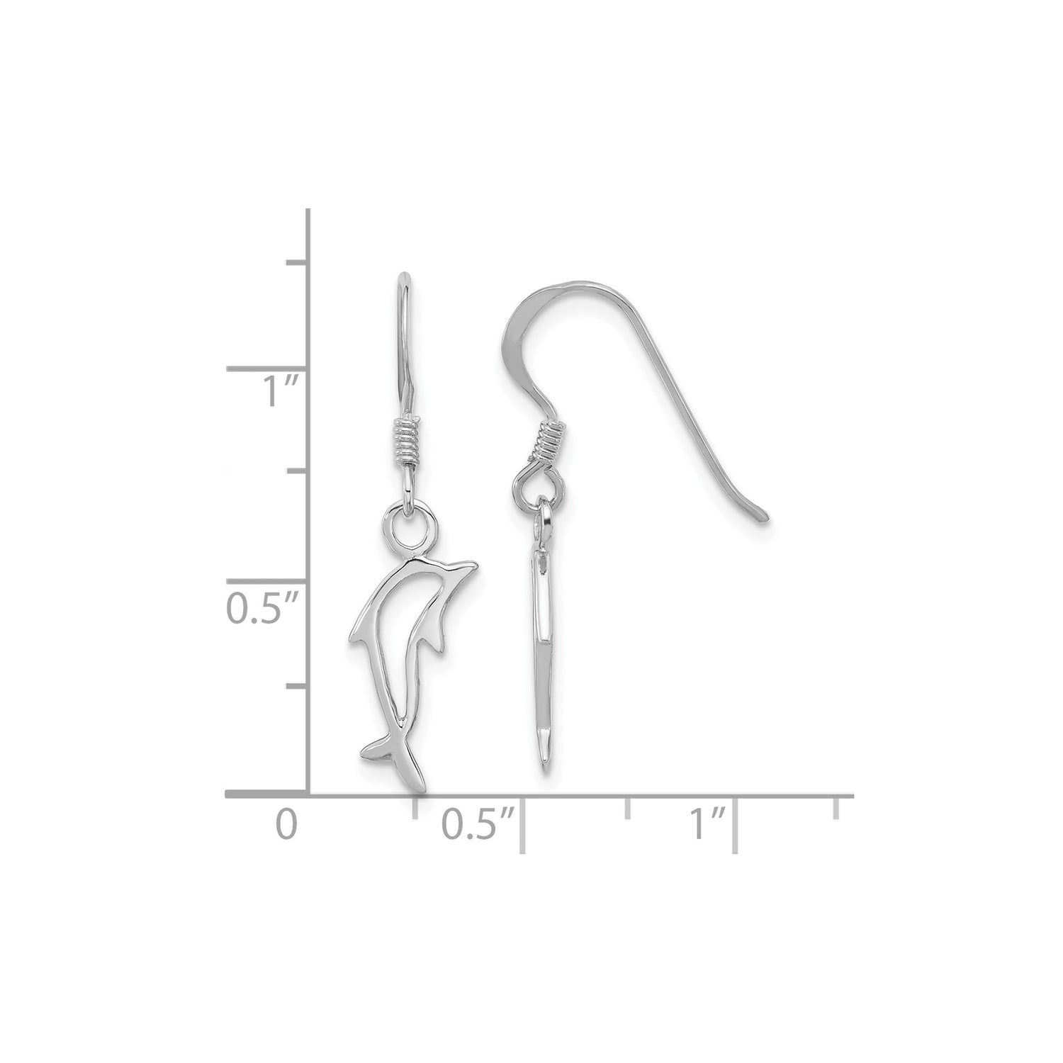 Sterling Silver Dolphin Dangle Earrings with Openwork Design, Ocean Animal Theme