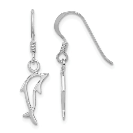 Sterling Silver Dolphin Dangle Earrings with Openwork Design, Ocean Animal Theme