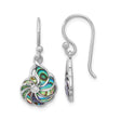 Sterling Silver Drop Earrings with Abalone Shell, Nautilus Swirl, Ocean-Inspired Design