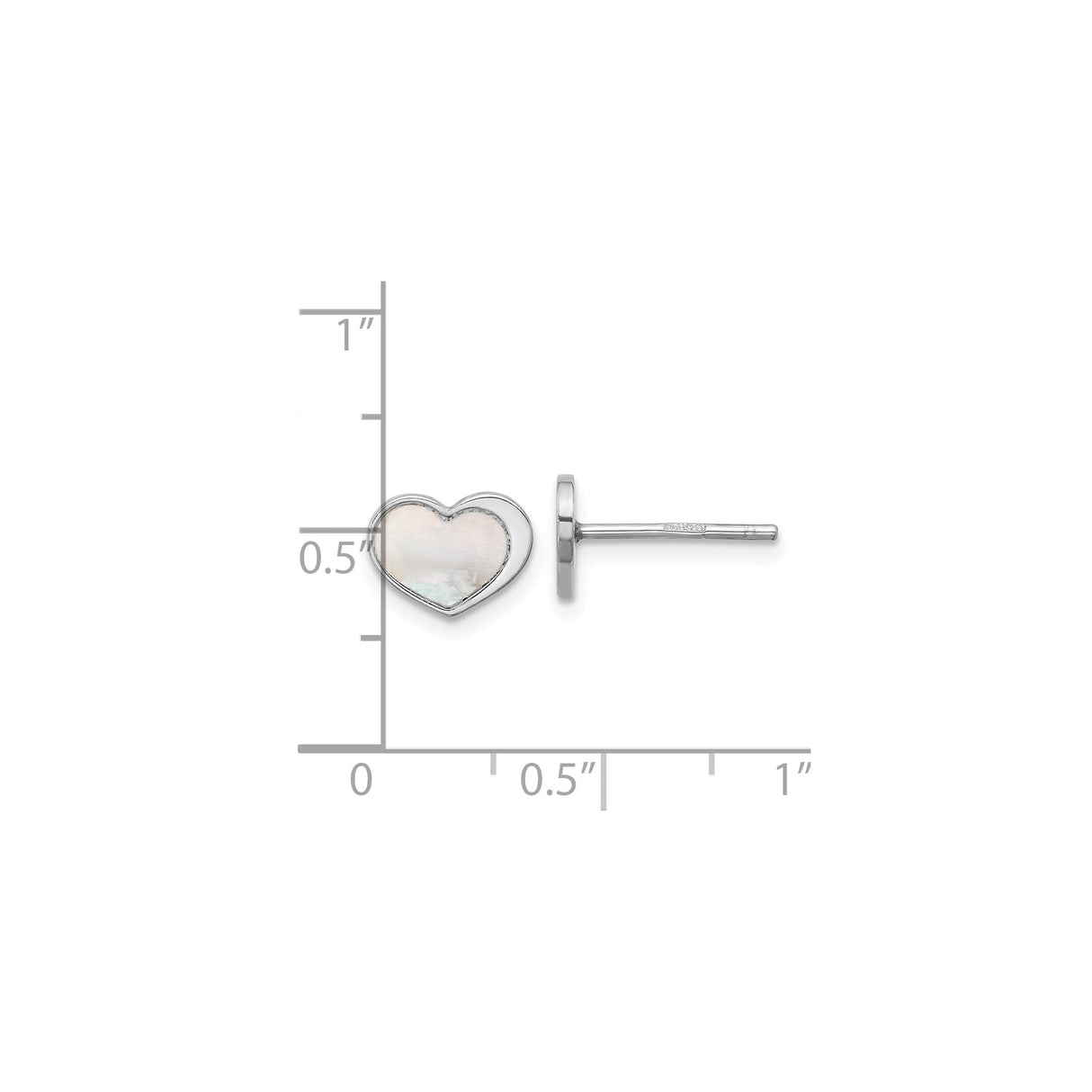 Sterling Silver Heart Stud Earrings with Mother of Pearl Inlay, Romantic Minimalist Jewelry