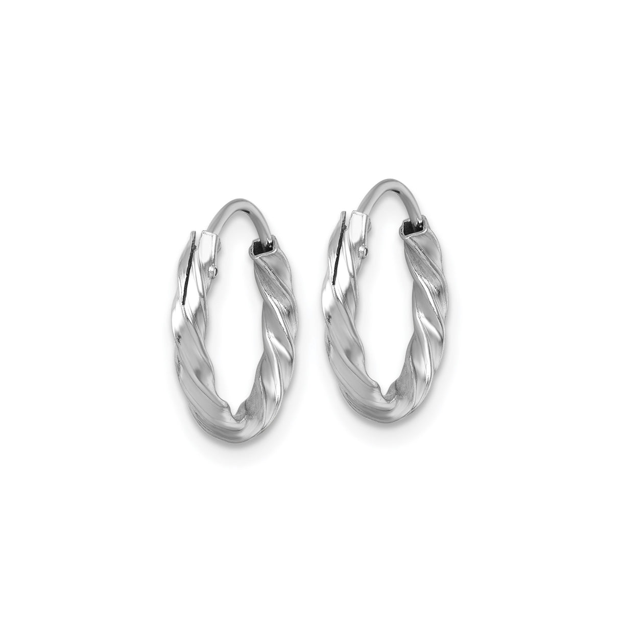 Sterling Silver Twisted Hoop Earrings, Polished Textured Round Design, Lightweight Modern Style