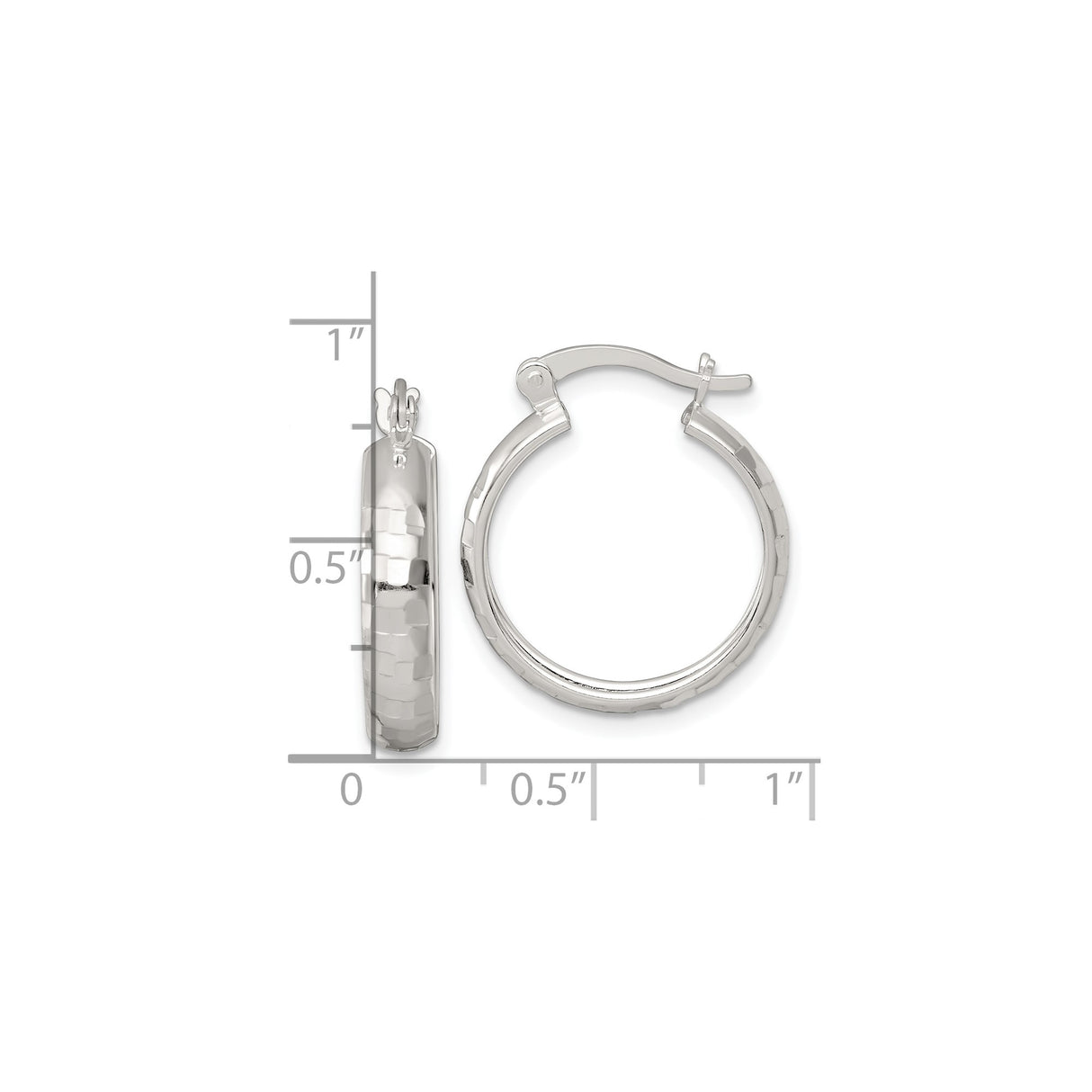 Sterling Silver Hammered Hoop Earrings, Lightweight Textured Round Design for Women