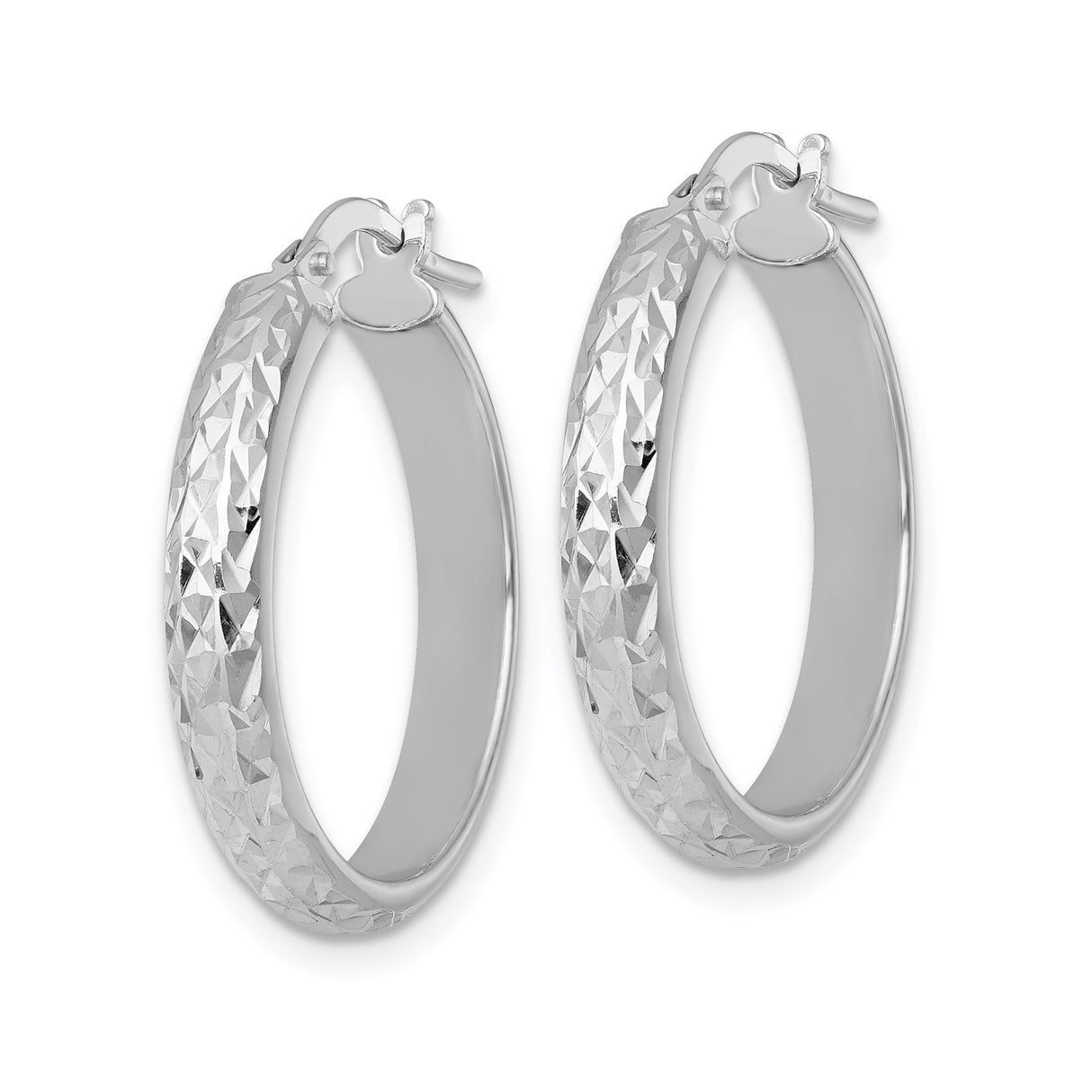 Sterling Silver Hoop Earrings, Diamond-Cut Textured Tube, Lightweight Minimalist Style