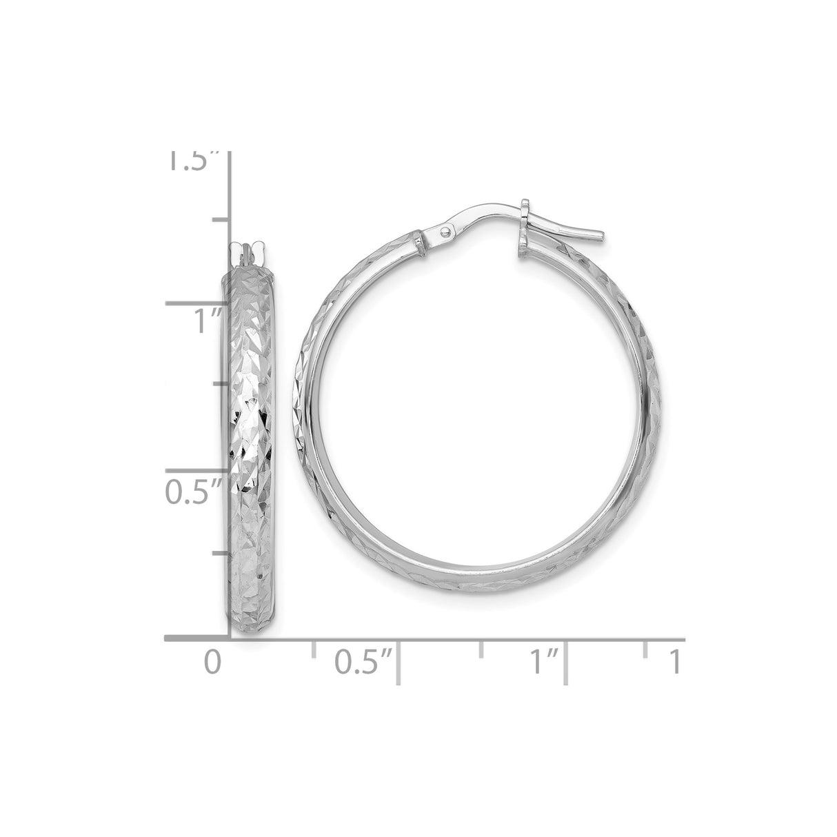 Sterling Silver Hoop Earrings, Faceted Diamond Cut Textured Round Tube Hoops for Women