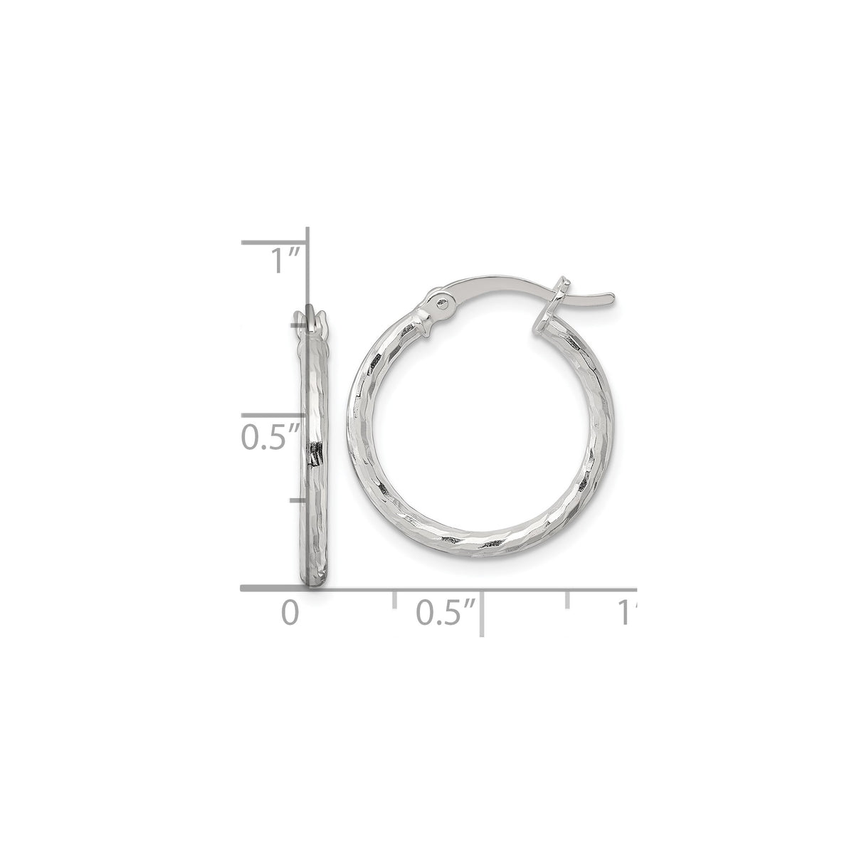 Sterling Silver Hoop Earrings, Hammered Textured Round Design with Polished Finish for Women