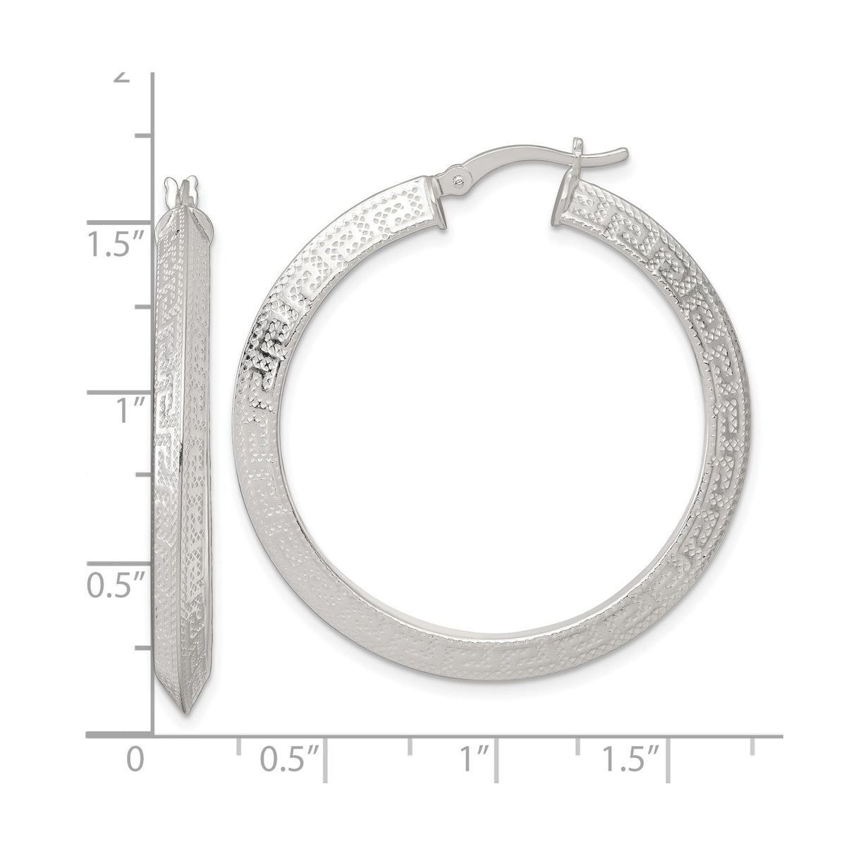 Sterling Silver Hoop Earrings with Hammered Finish and Geometric Design for Women