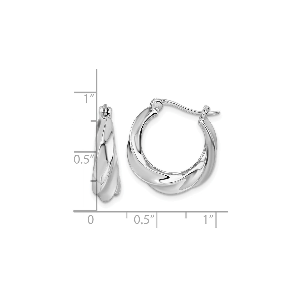 Sterling Silver Twisted Hoop Earrings with Sculpted Braid Design, Rhodium Plated Finish