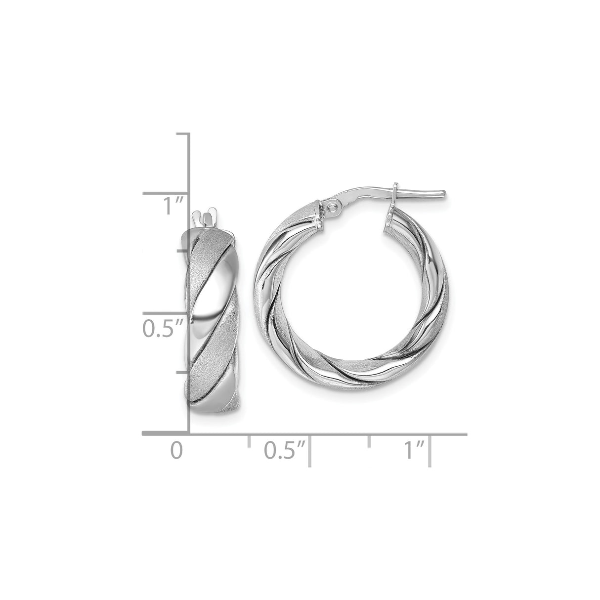 Sterling Silver Twisted Hoop Earrings, Polished and Satin Finish, Lightweight Braided Round Hoops