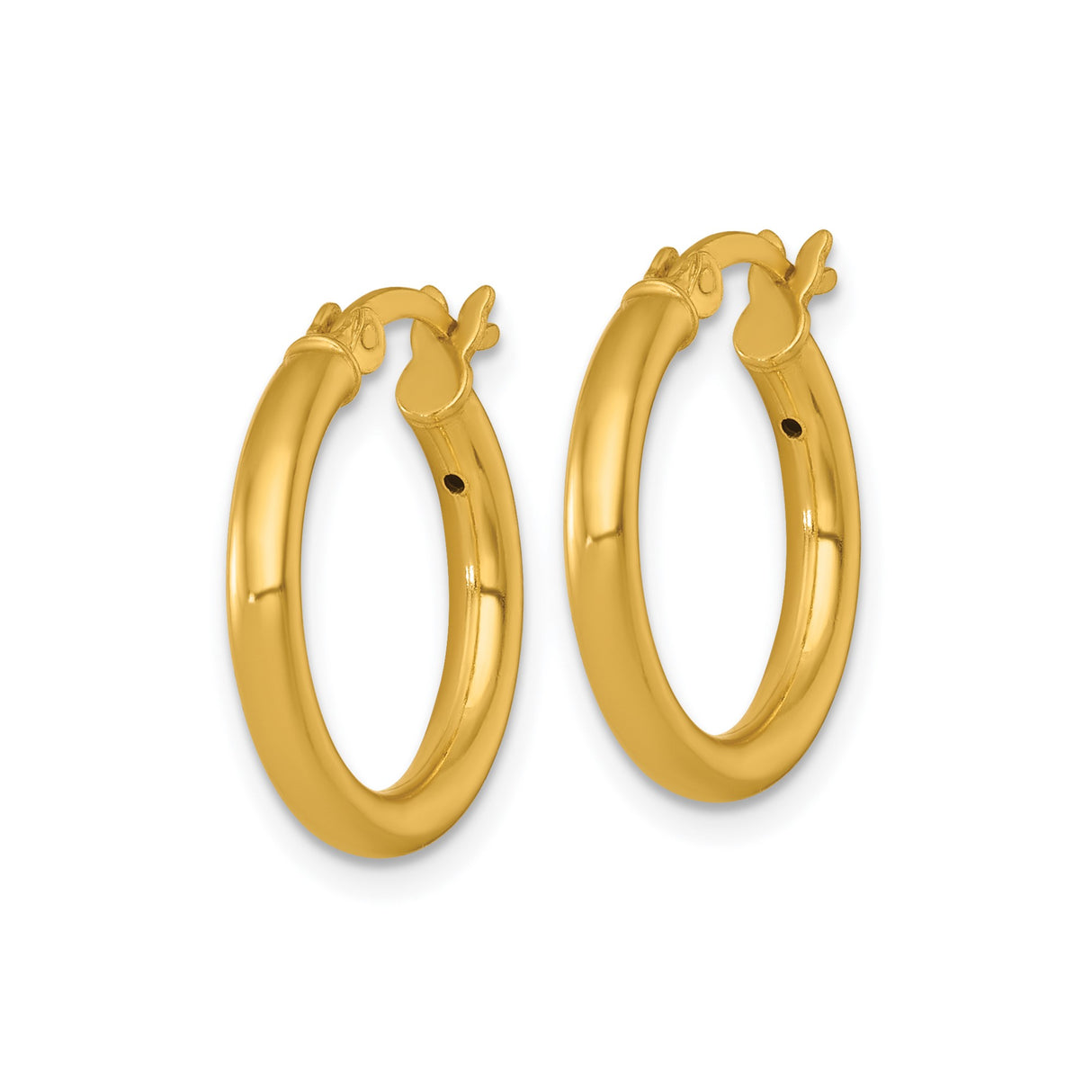 Sterling Silver Gold Plated Hoop Earrings, Classic Round Tube Design, Hinged Snap Closure