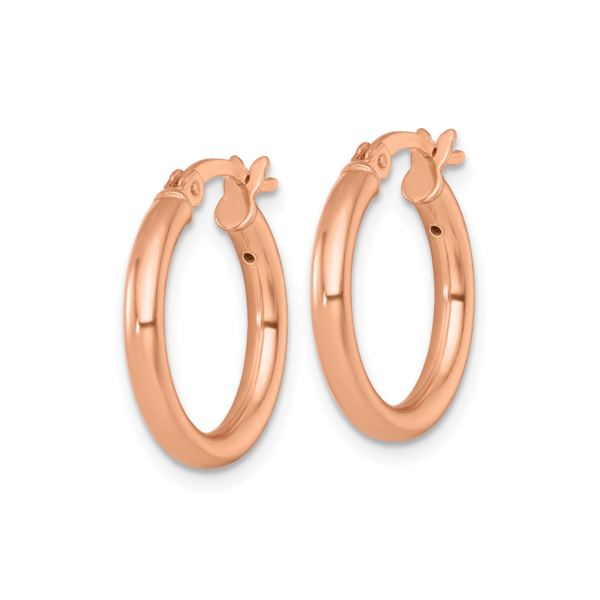 Sterling Silver Hoop Earrings, Rose Gold-Tone Round Tube Design, Lightweight and Modern Style