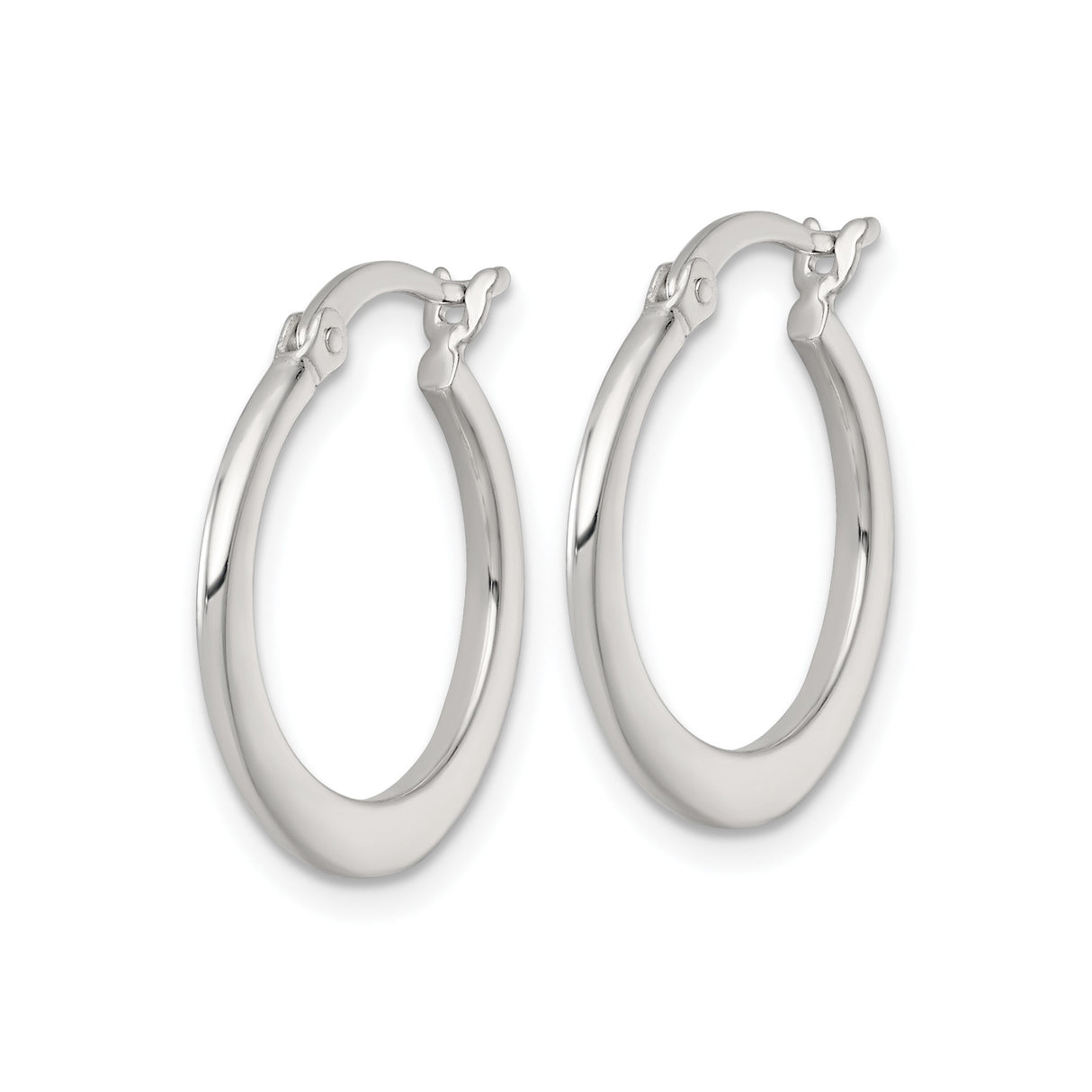 Sterling Silver Hoop Earrings, Smooth Rounded Polished Tapered Design, Lightweight Comfort Fit