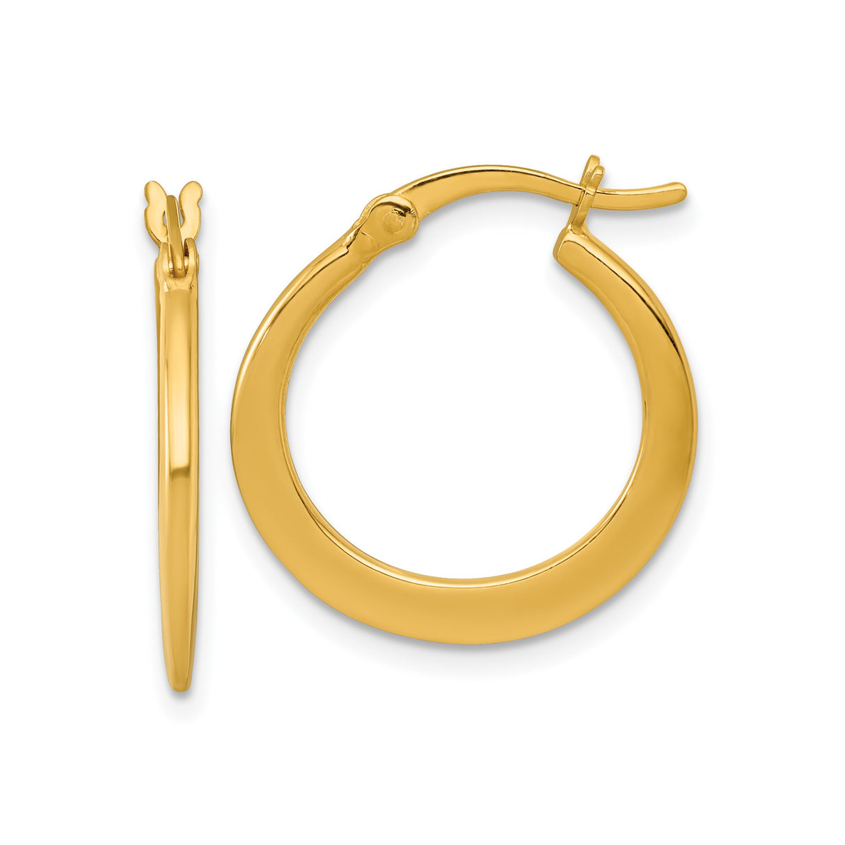 Sterling Silver Gold Plated Hoop Earrings, Classic Smooth Round Minimalist Design for Women
