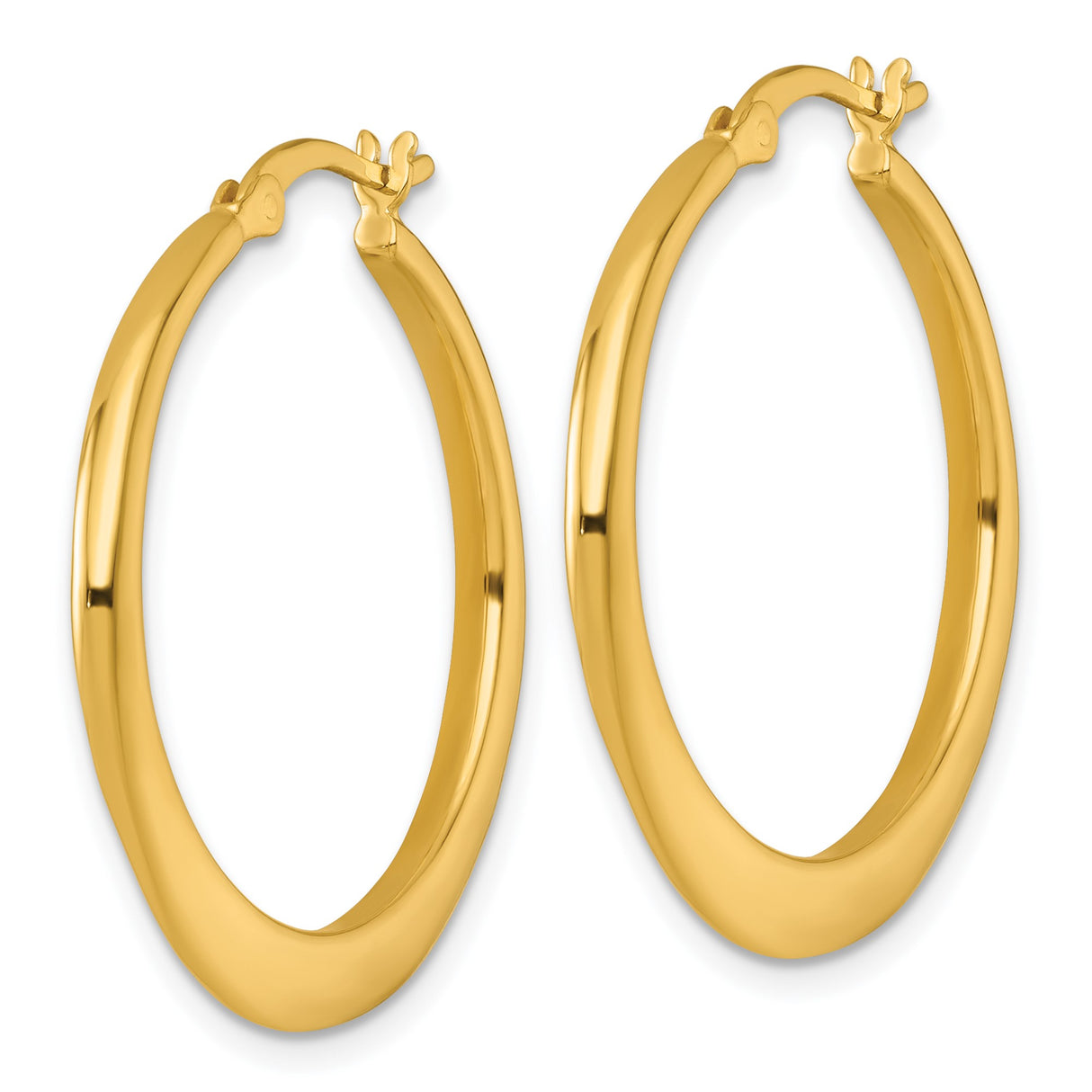 Gold Plated Sterling Silver Hoop Earrings, Medium Sleek Round Polished Minimalist Style