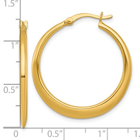 Gold Plated Sterling Silver Hoop Earrings, Medium Sleek Round Polished Minimalist Style