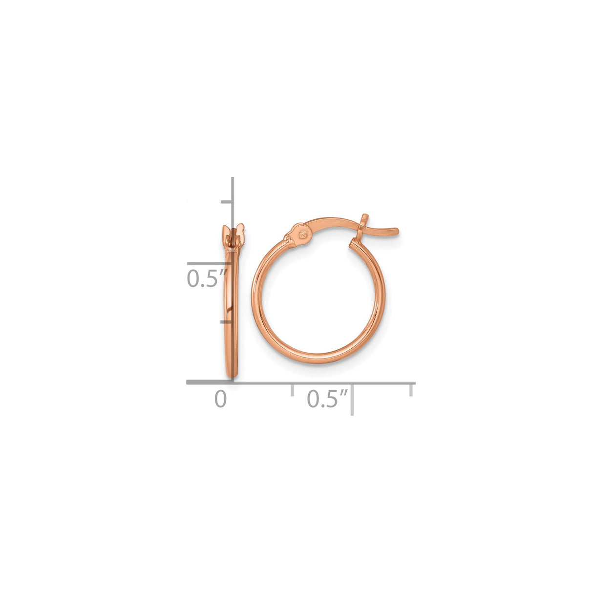 Sterling Silver Rose Gold Plated Hoop Earrings, Small Round Tube, Latch Back Closure