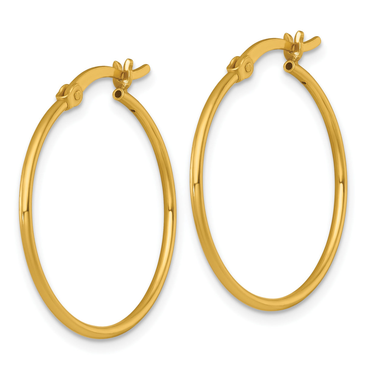Sterling Silver Hoop Earrings, Gold Plated, Minimalist Round Tube Design, Lightweight Medium Size