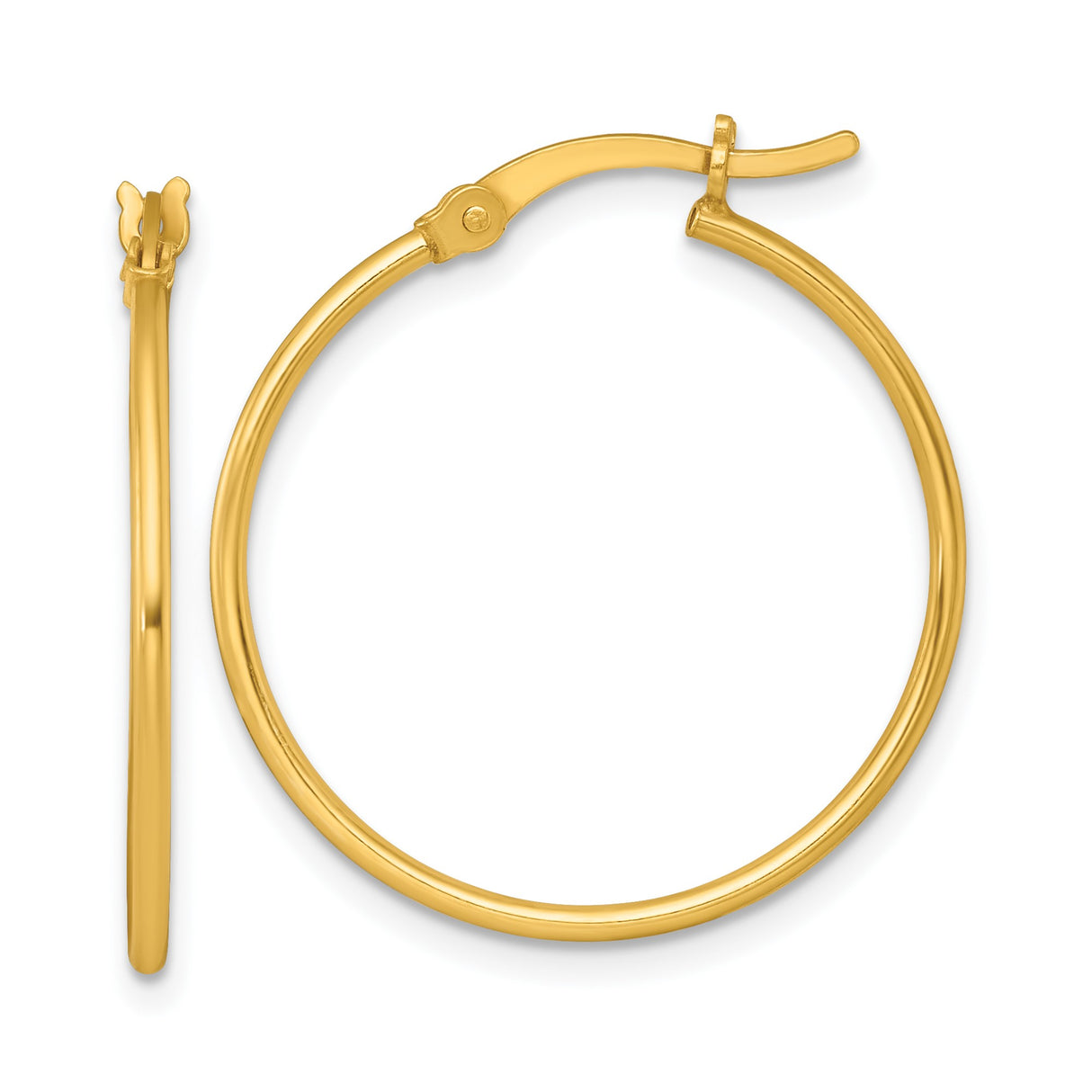 Sterling Silver Hoop Earrings, Gold Plated, Minimalist Round Tube Design, Lightweight Medium Size