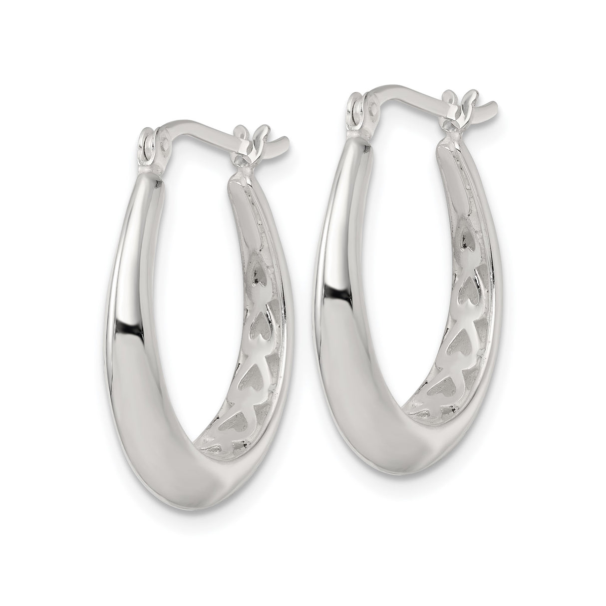 Sterling Silver Teardrop Hoop Earrings, Polished Tapered Design, Lightweight Oval Hoops