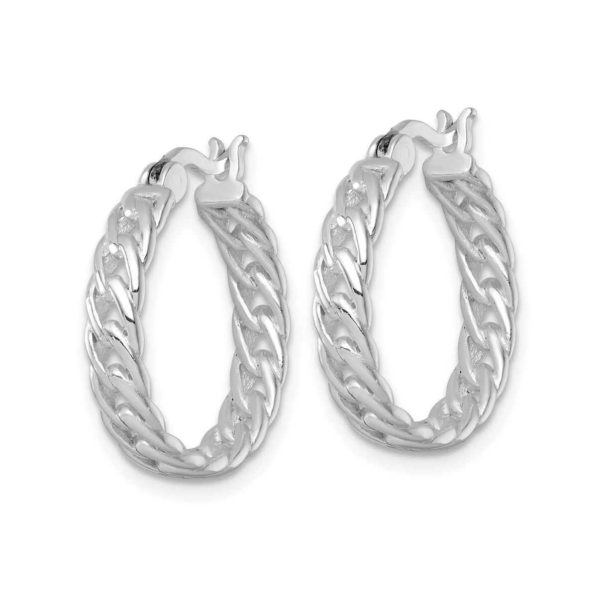 Sterling Silver Braided Hoop Earrings with Twisted Rope Design, Polished Finish, Minimalist Style