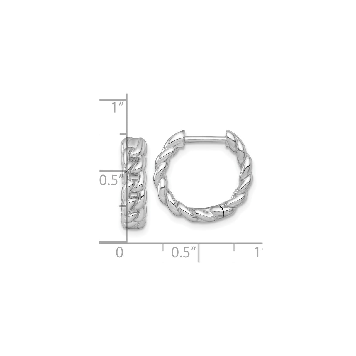 Sterling Silver Cuban Link Hoop Earrings, Polished Interwoven Chain Design for Women