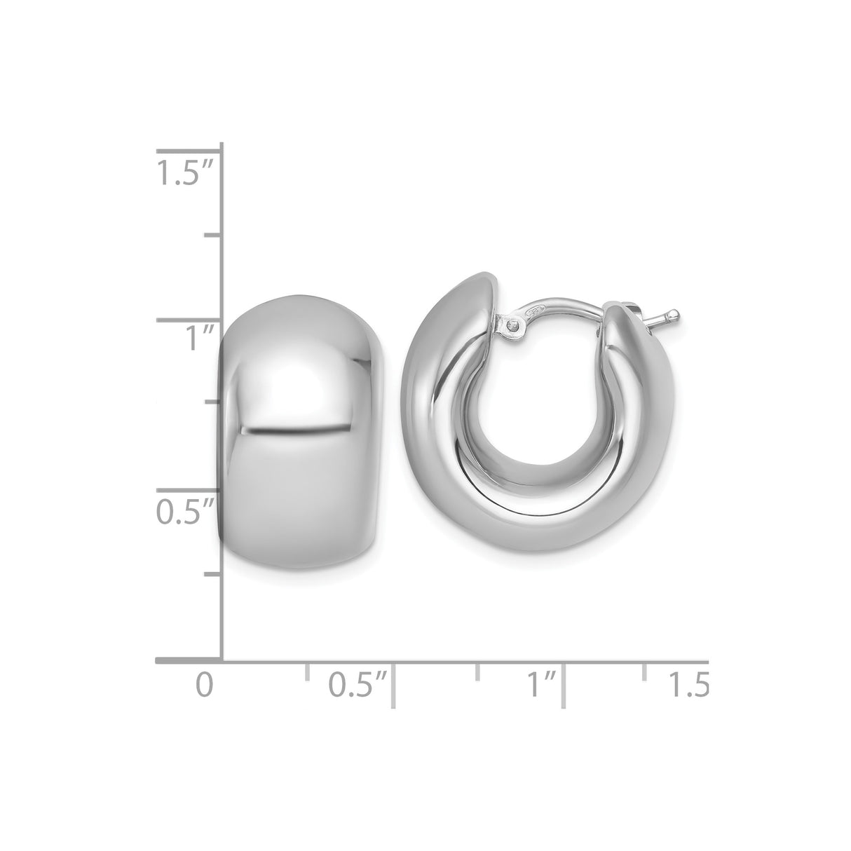 Sterling Silver Chunky Hoop Earrings, Bold Curved Design, Modern Minimalist Style for Women