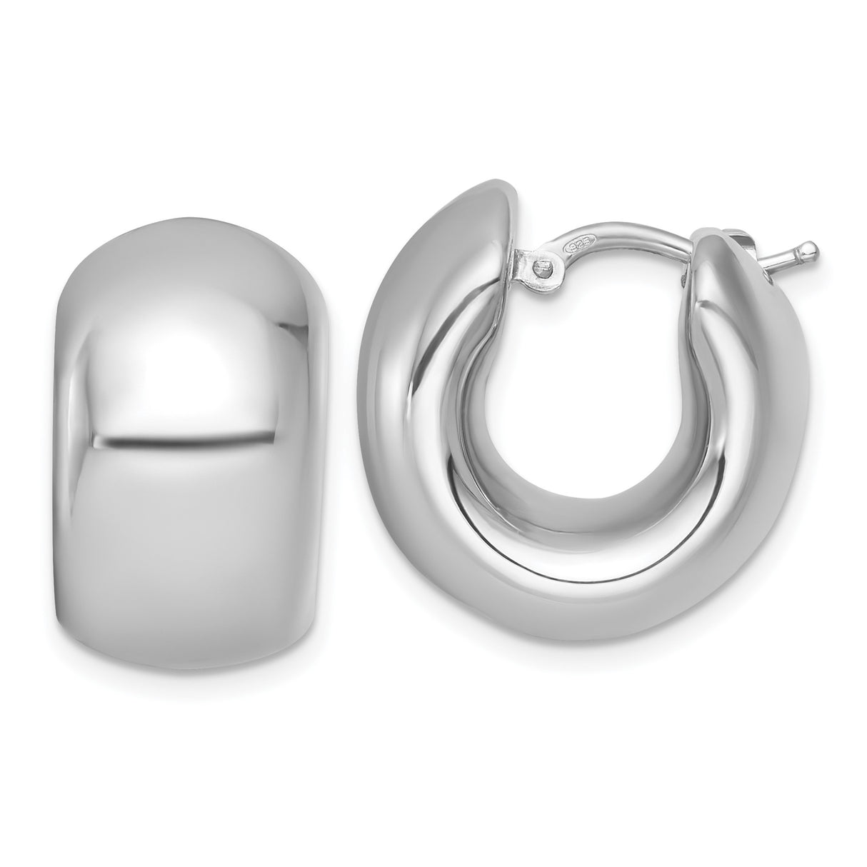 Sterling Silver Chunky Hoop Earrings, Bold Curved Design, Modern Minimalist Style for Women