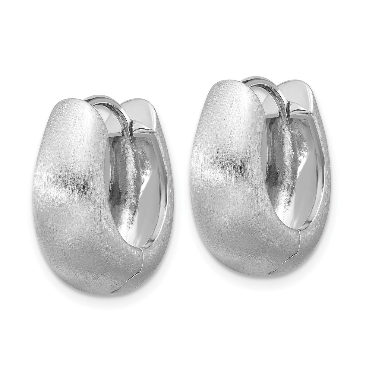 Sterling Silver Oval Hoop Earrings with Brushed Matte and Polished Finish, Minimalist Design