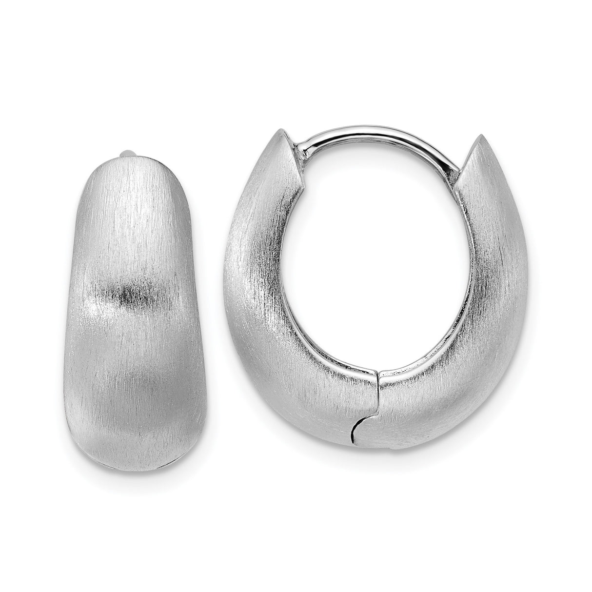 Sterling Silver Oval Hoop Earrings with Brushed Matte and Polished Finish, Minimalist Design