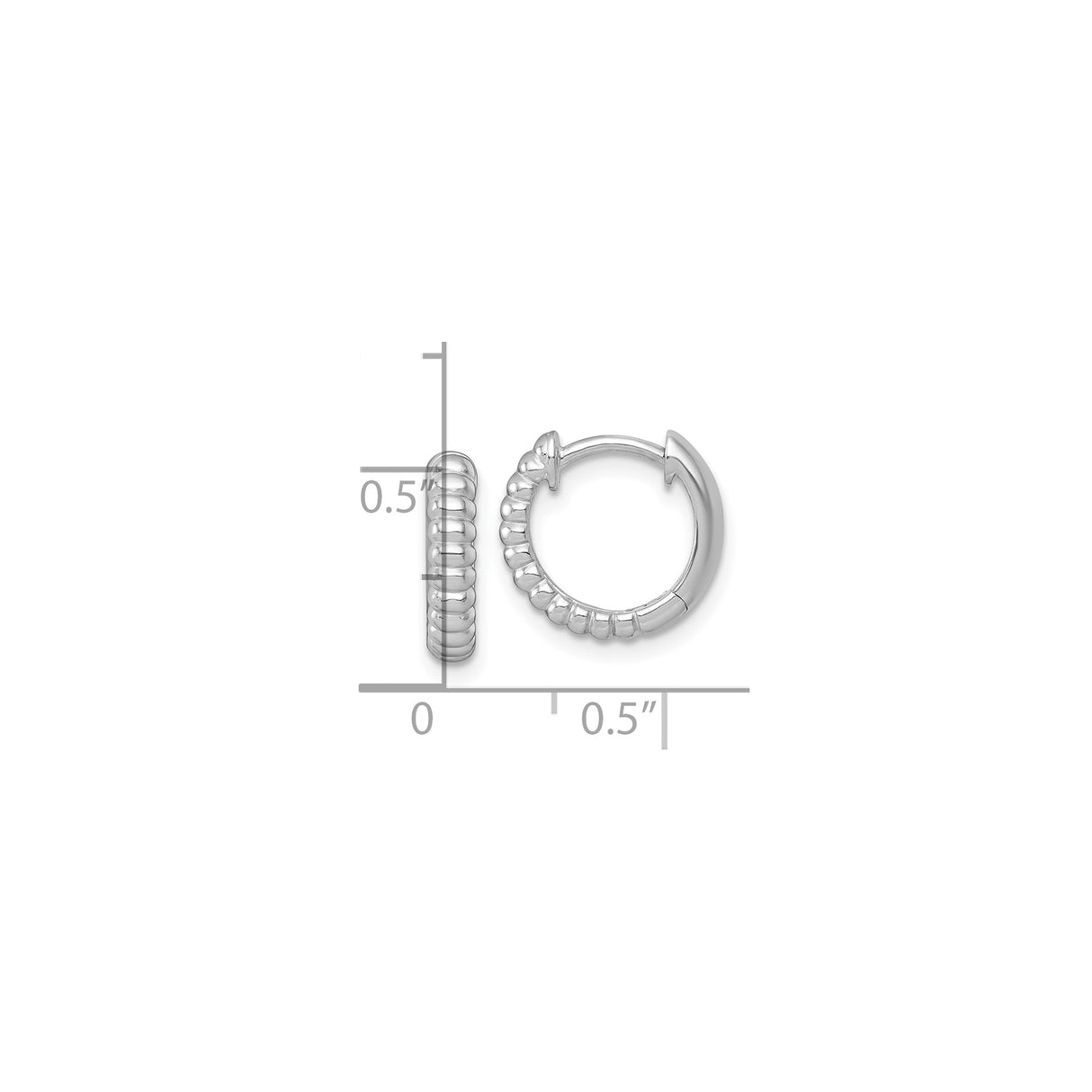 Sterling Silver Hoop Earrings with Textured Ribbed Design and Polished Finish