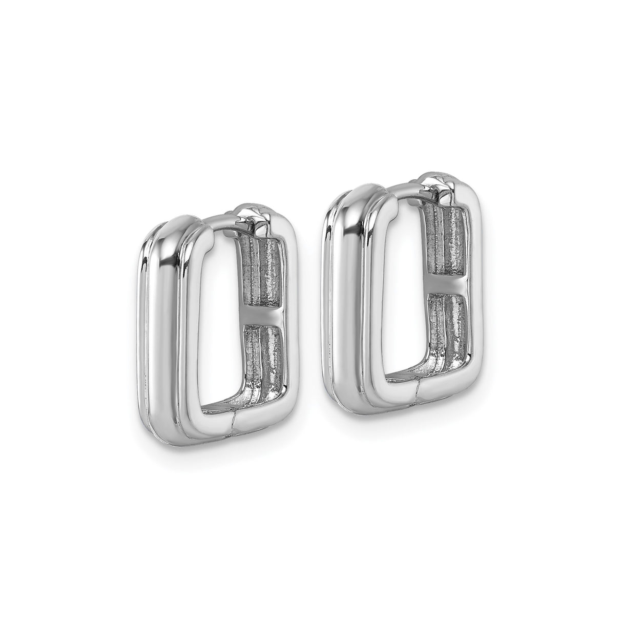 Sterling Silver Square Hoop Earrings, Rhodium Plated Geometric Design, Hypoallergenic for Sensitive Ears