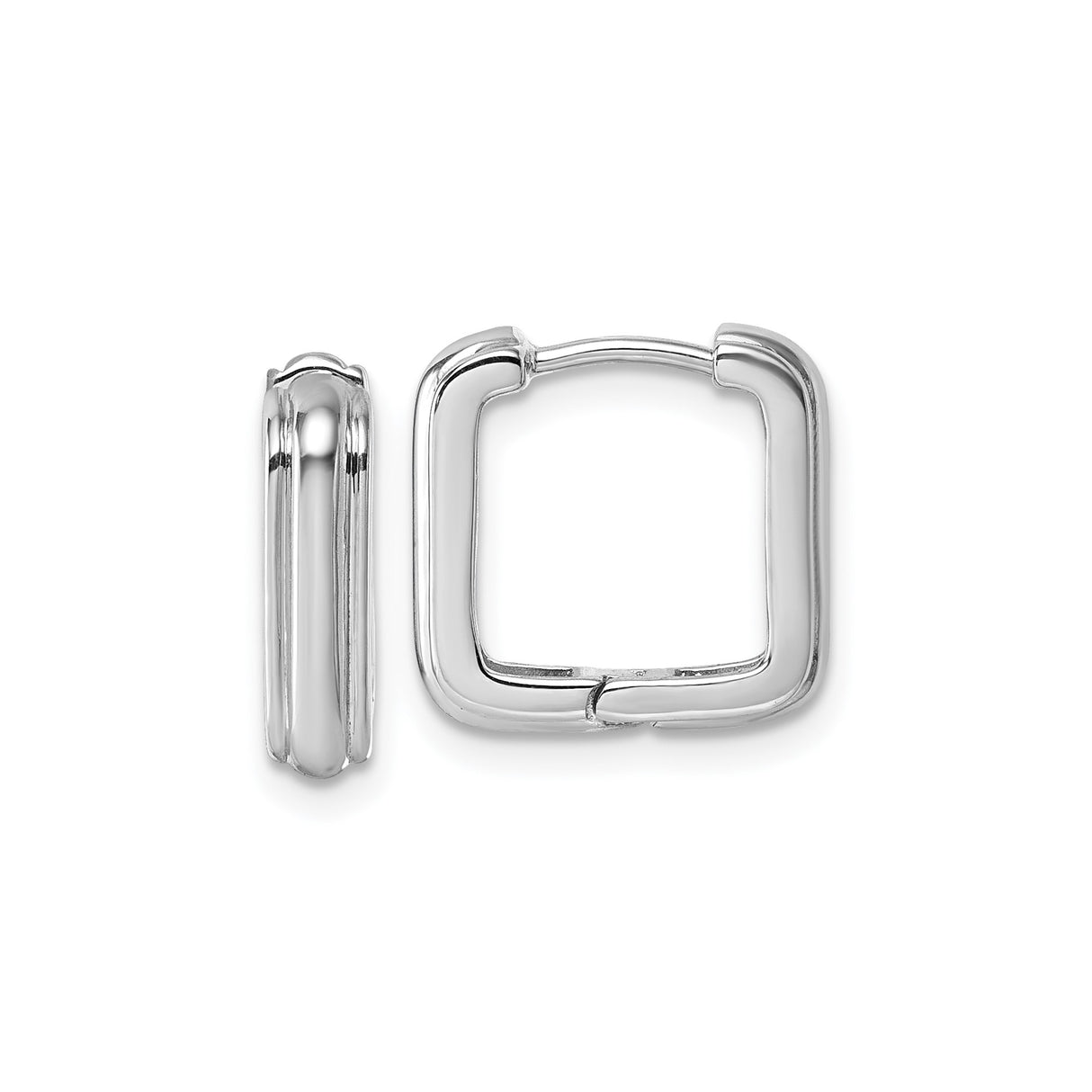 Sterling Silver Square Hoop Earrings, Rhodium Plated Geometric Design, Hypoallergenic for Sensitive Ears