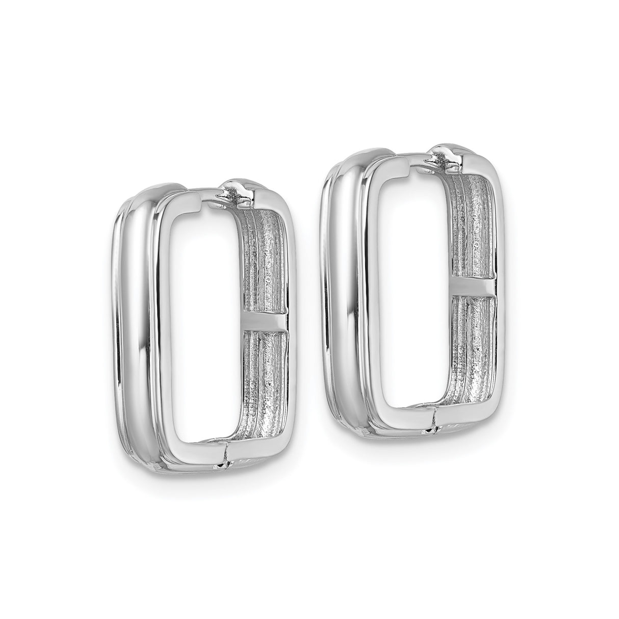 Sterling Silver Square Hoop Earrings, Polished Rhodium Plated, Modern Geometric Style