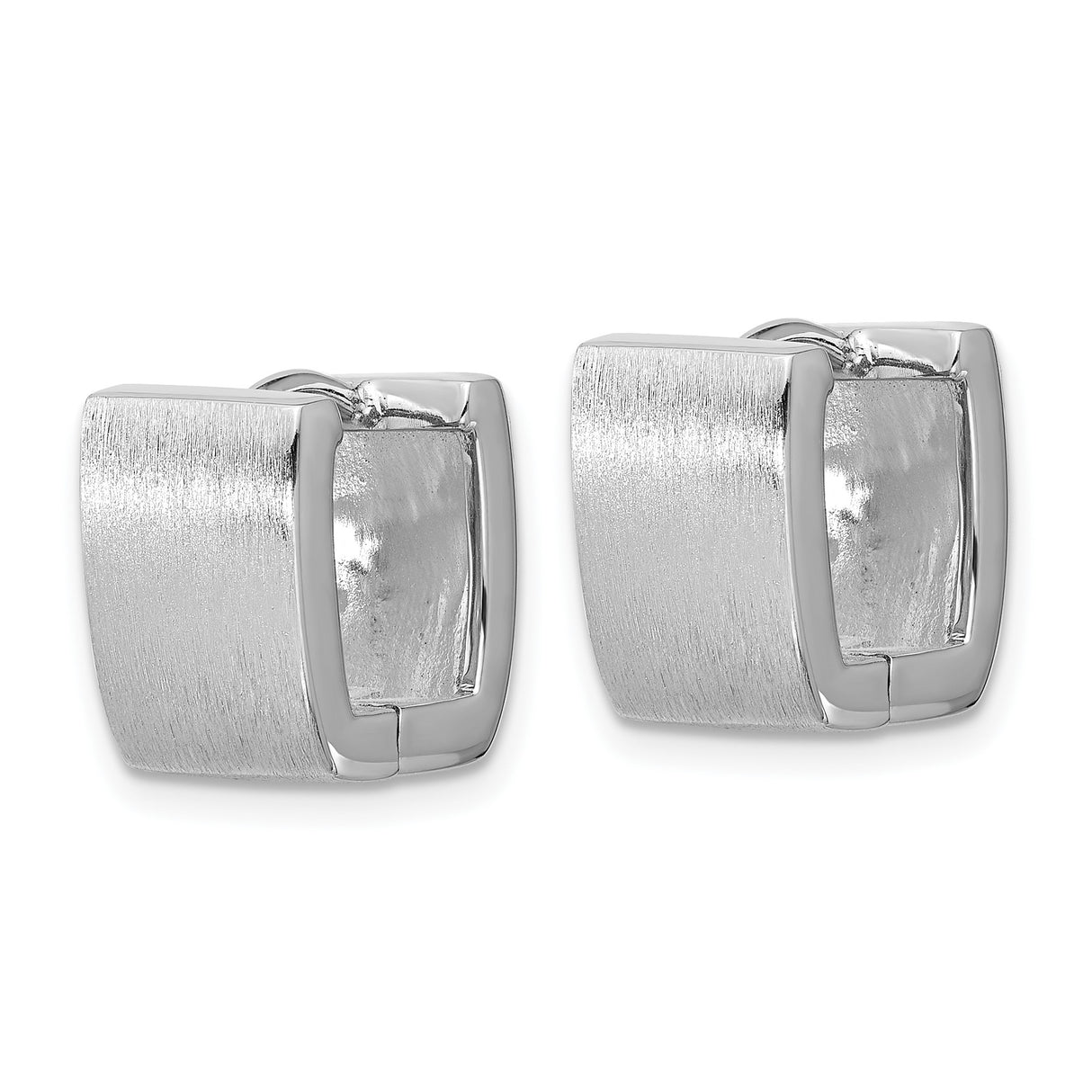 Sterling Silver Mens Square Hoop Earrings with Brushed Satin Finish, Modern Minimalist Style